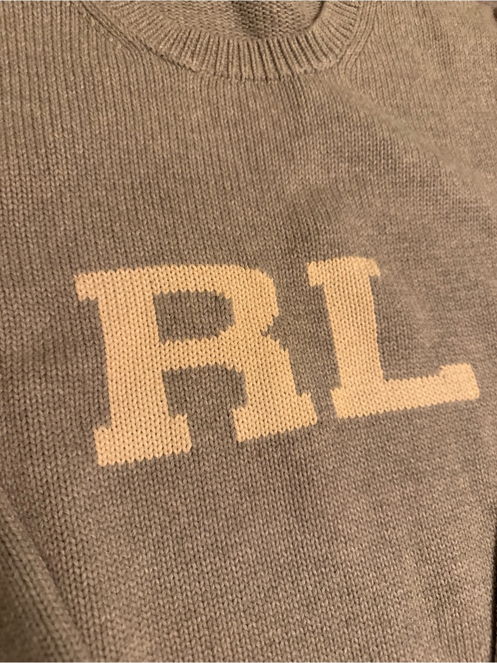 Ralph Lauren Beige Crewneck Sweater with Cream RL Logo - Picture 3 of 4